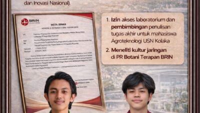 Dua Mahasiswa Agroteknologi USN Kolaka Magang dan Lanjutkan Tugas Akhir di BRIN